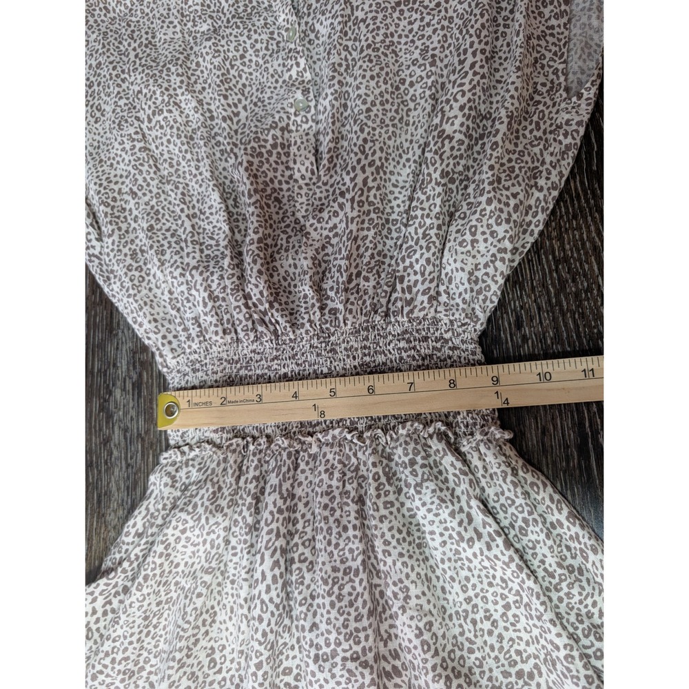Rails Angelina Dress Sand Cheetah Linen Blend Smocked Waist Mini Beige XS - Picture 8 of 10